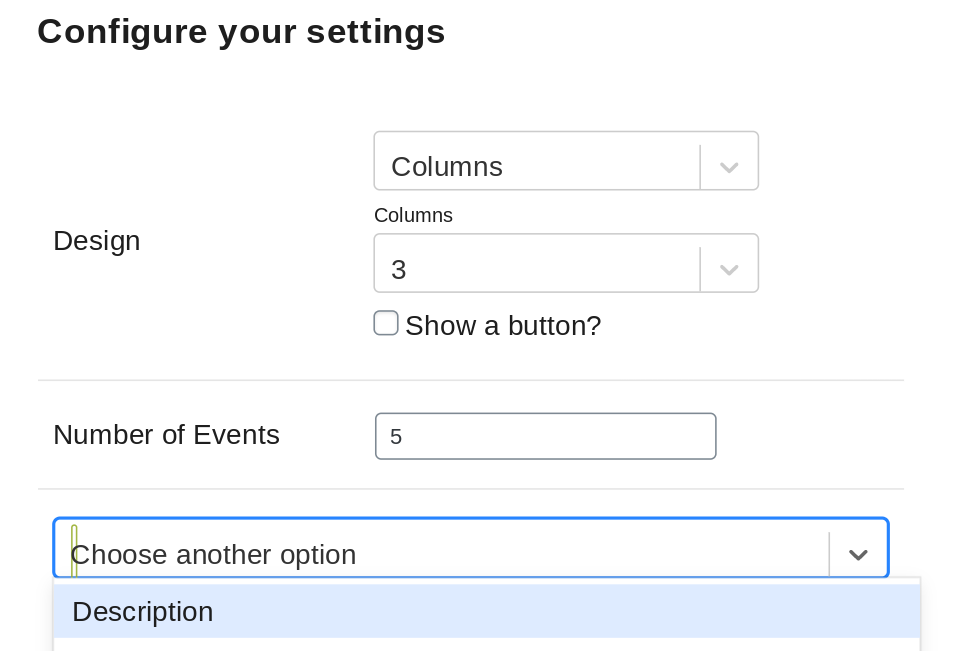 shortcode block drop down
