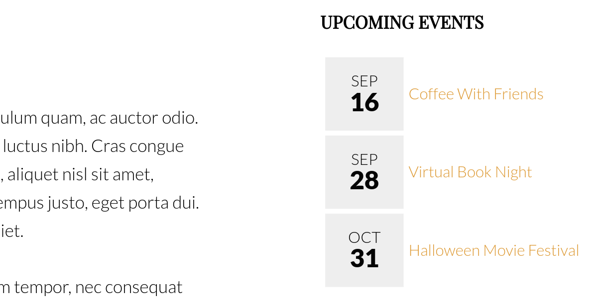 show upcoming events compact list