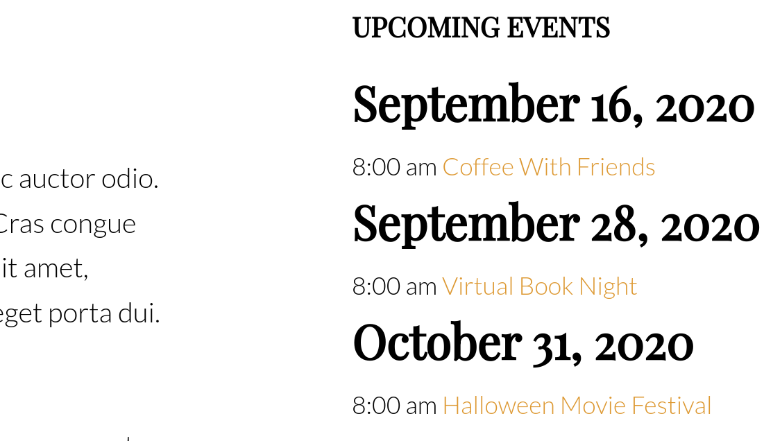 show upcoming events grouped by date