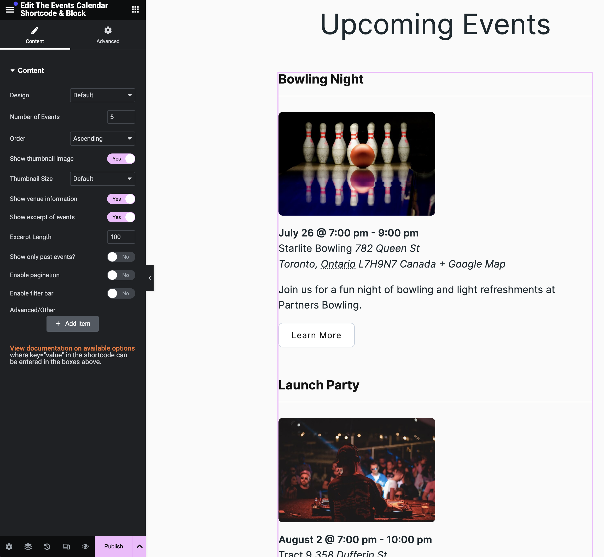 How to use The Events Calendar Shortcode & Block with Elementor - Event ...