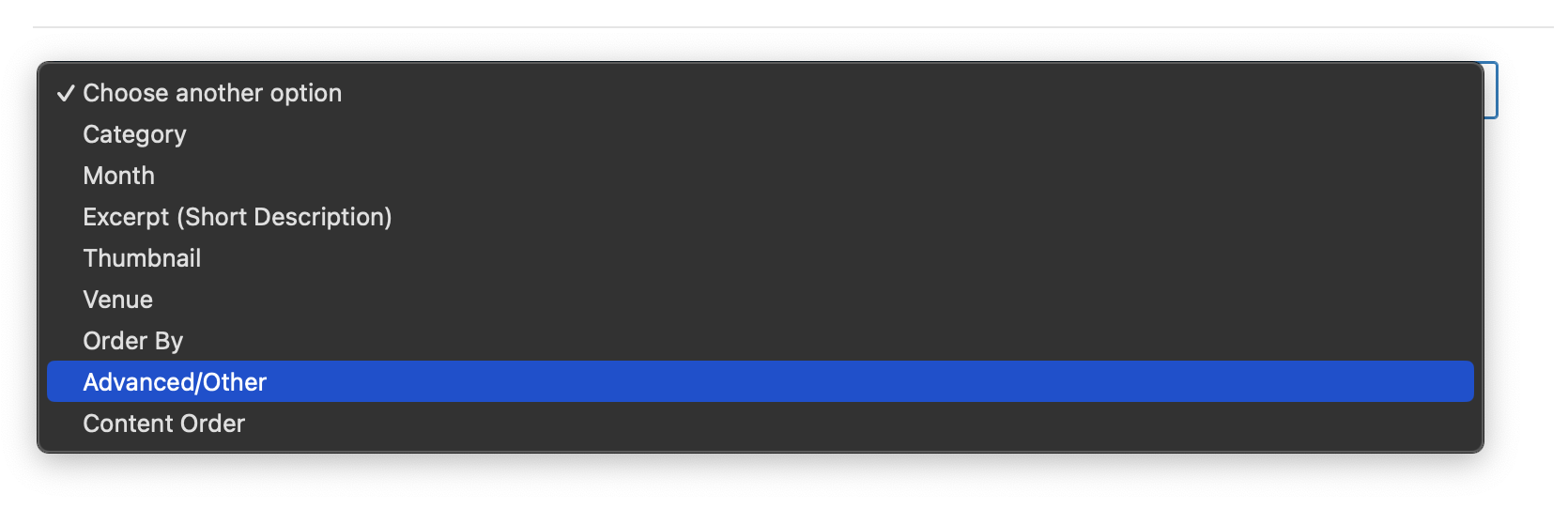 The Events Calendar Block Advanced Options
